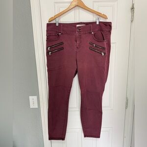 EUC Size 22R Torrid Burgundy Zipper Jegging
